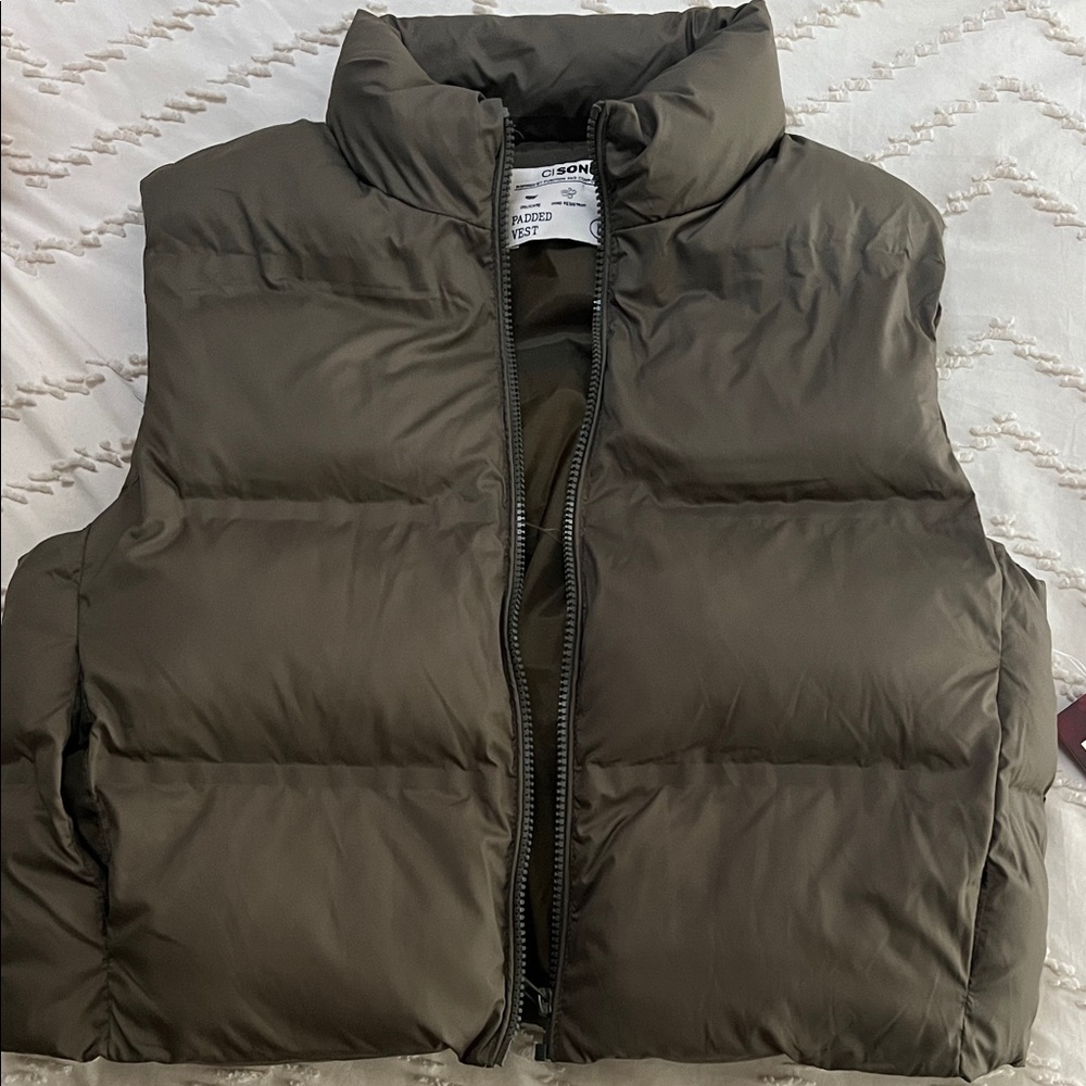 NWT Ci Sono Olive Green Puffer Vest